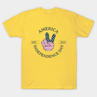 America Independence Day. July 4. Peace gesture T-Shirt